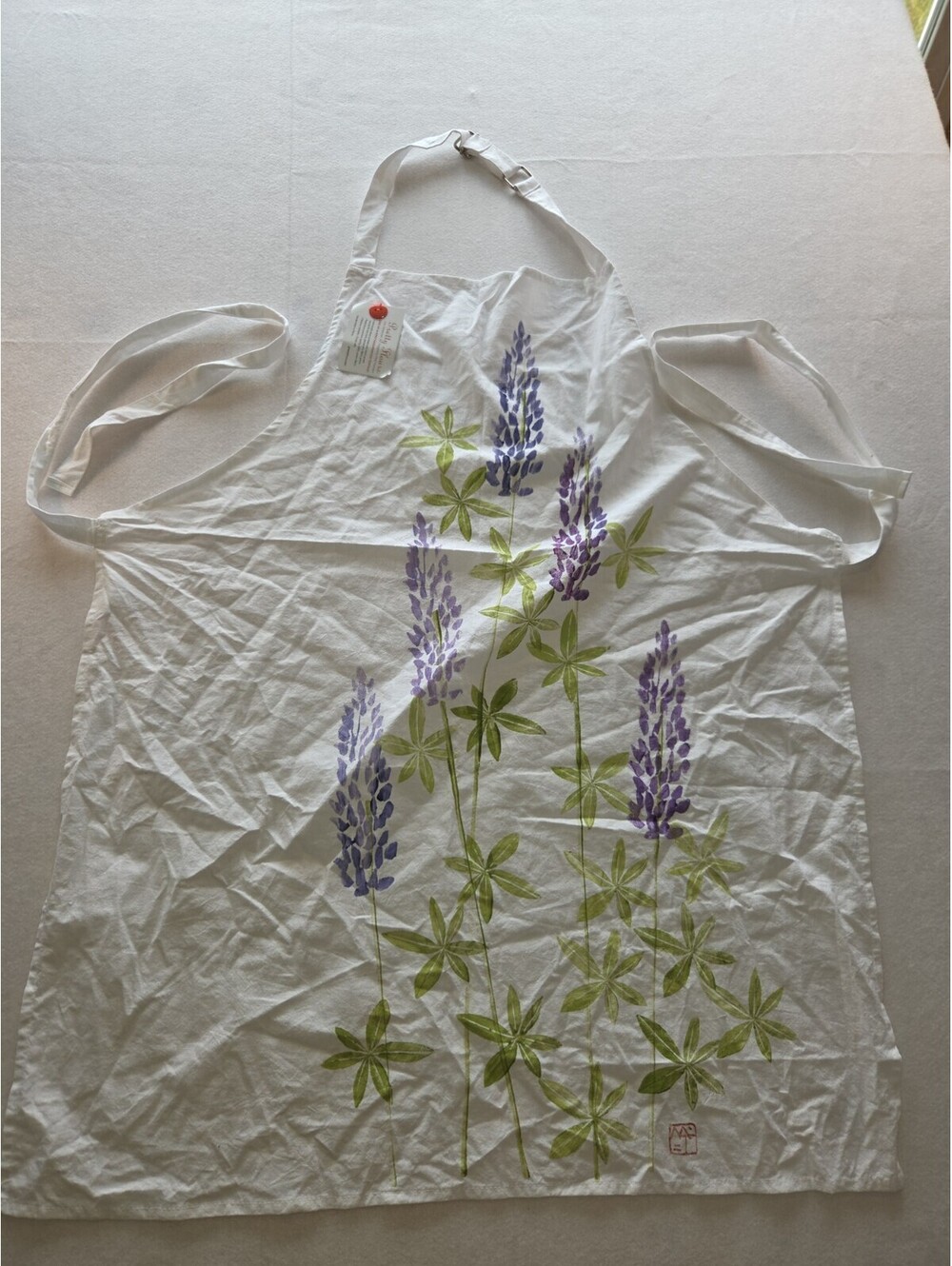 Handmade In MAINE  Cottagecore Floral Lupine Design Kitchen Apron  CB5 0083